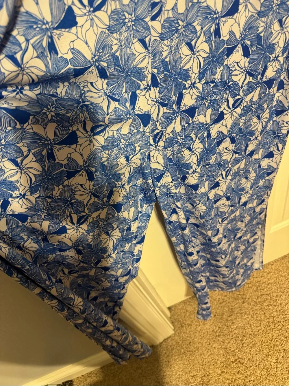 Floral Jumpsuit in Royal Blue and White Stella Parker Collection Sz Large